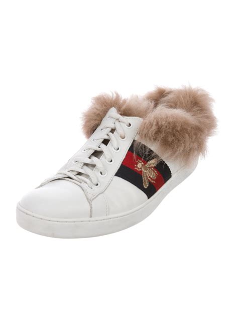 gucci ace sneakers with fur|grey leather Gucci sneakers.